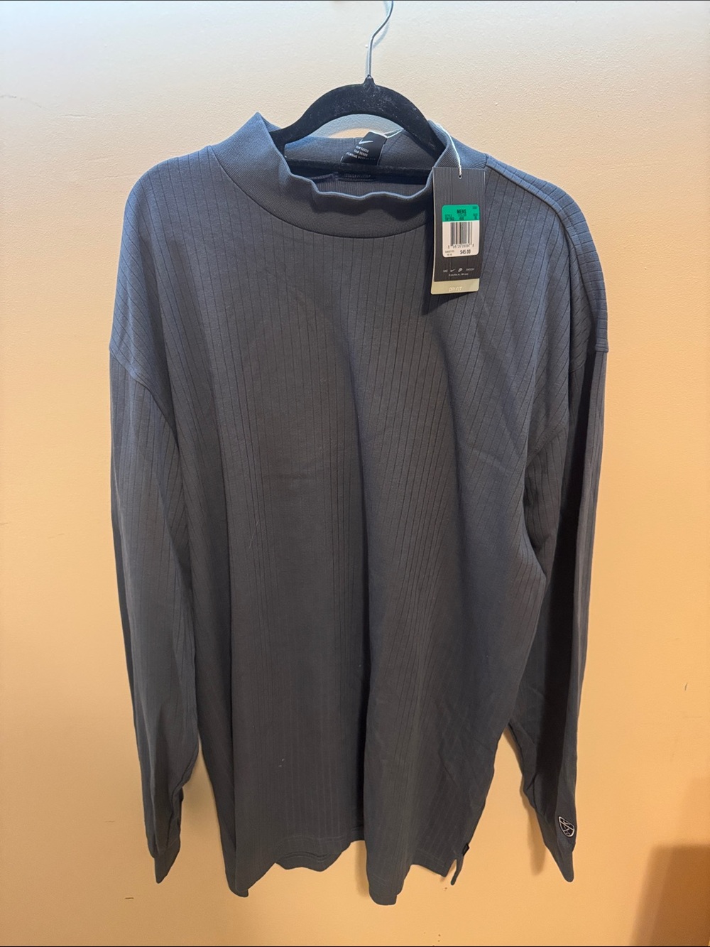 Nike Men's Long Sleeve Ribbed Mock Neck Shirt - Navy